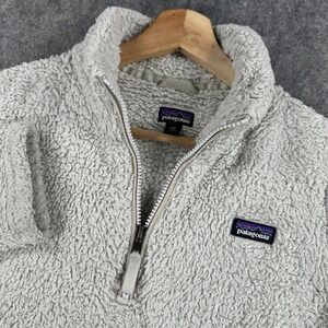 Patagonia Sweater Gilrs XXL 16-18 Gray Los Gatos Sherpa Fleece 1/4 Zip Pullover